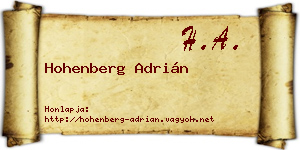Hohenberg Adrián névjegykártya